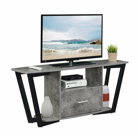 CONVENIENCE CONCEPTS 60 in. Graystone 1 Drawer TV Stand with Shelves Cement & Black HI2826644